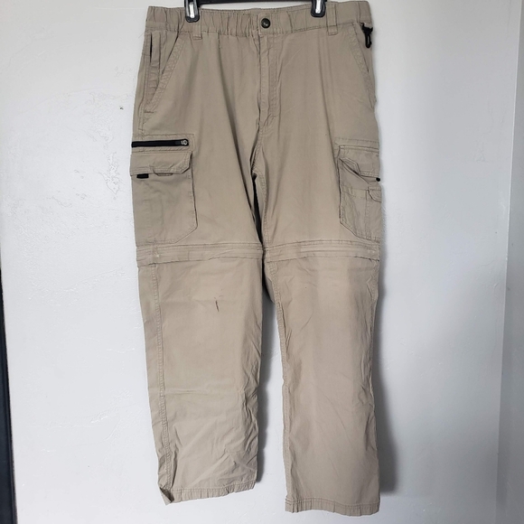 BC Clothing Men's XXL x32 Tan Beige Convertible Pants Zip Off Shorts Outdoor - Picture 1 of 10